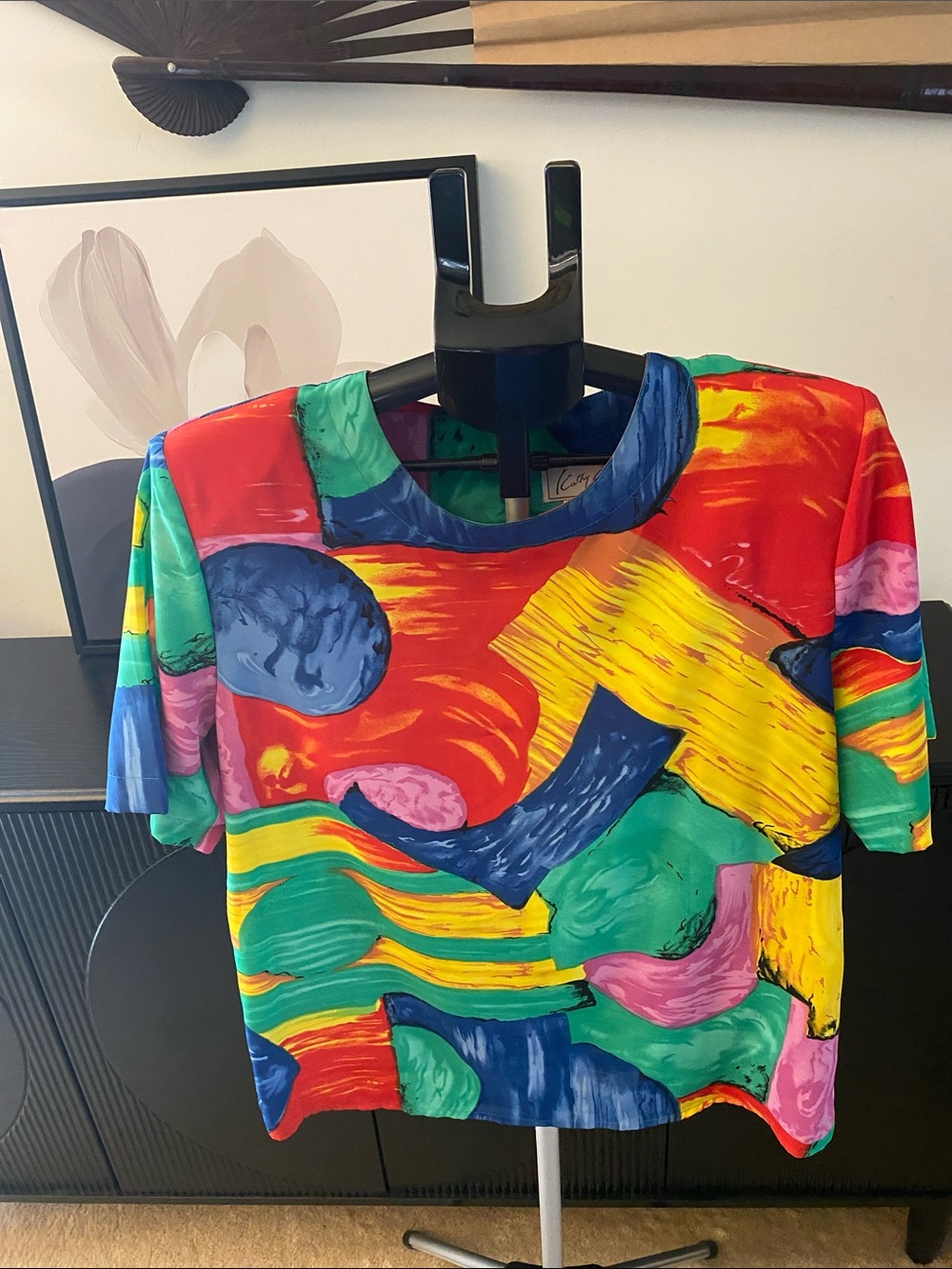 Vintage 90’s Kathy Che Abstract Art Colorful Top